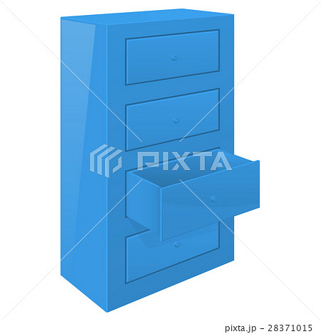 Office cabinet with open drawer. Blue furniture 28371015