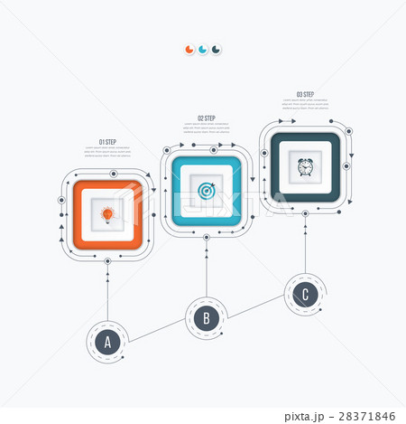 Infographics template 3 options with square 28371846