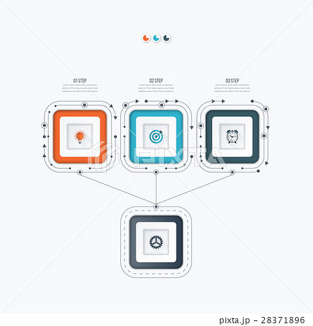 Infographics template 3 options with square 28371896