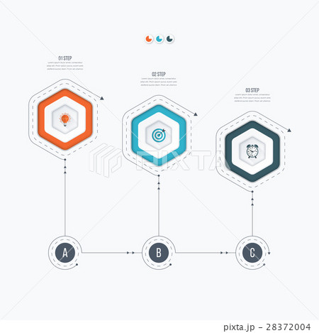 Infographics template 3 options with hexagon 28372004