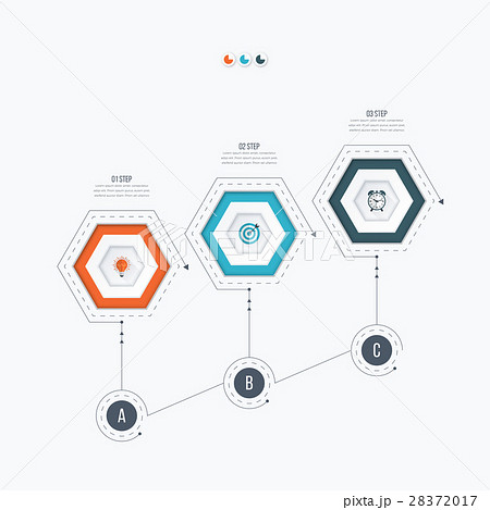 Infographics template 3 options with hexagon 28372017