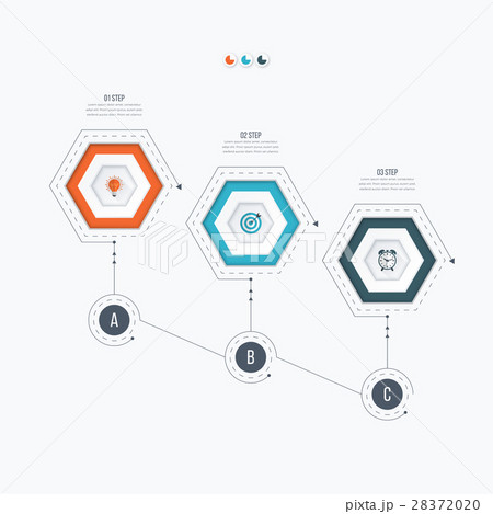 Infographics template 3 options with hexagon 28372020