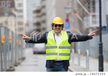 Portrait of smiling construction worker 28372543