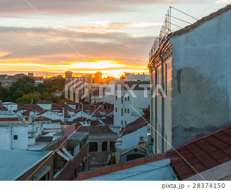Dramatic color sunset rooftops of Madrid. Dramatic color sunset rooftops of Madrid. 28374150