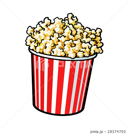 Cinema Popcorn In A Big Red And White Stripedのイラスト素材