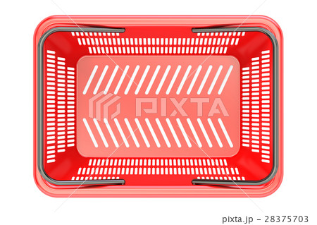 Red shopping basket top view, 3D rendering 28375703