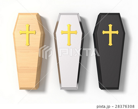 3d Illustration Of Simple Coffinsのイラスト素材