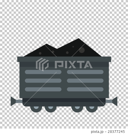 Train waggon with coal icon, flat style 28377245