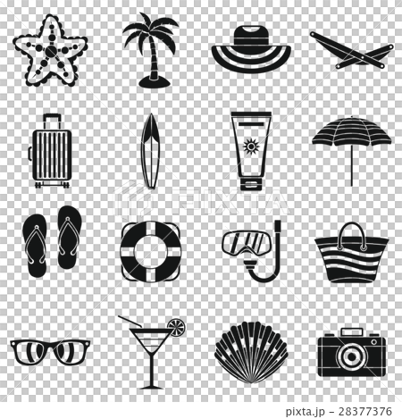 Summer rest icons set, simple style 28377376