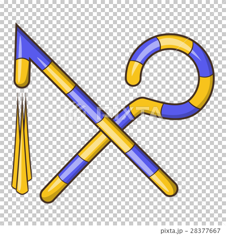 Osiris crossed hook and flail icon, cartoon style 28377667