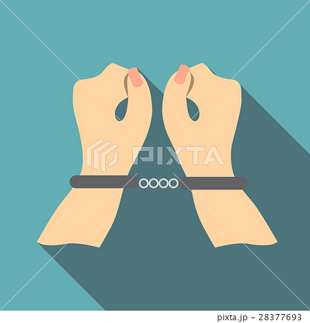 Pair of hands in handcuffs icon, flat style 28377693