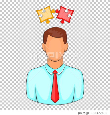 Man with puzzles over his head icon, cartoon style - Stock Illustration ...