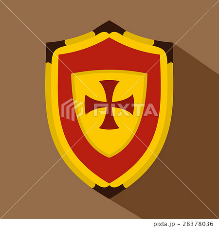 Shield with cross icon, flat style 28378036