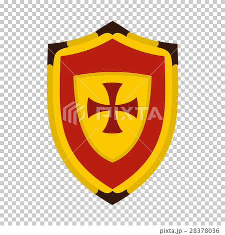 Shield with cross icon, flat style 28378036