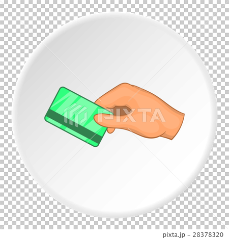 Hand with hotel room key card icon, cartoon style Hand with hotel room key card icon, cartoon style 28378320