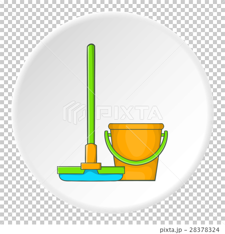 Orange bucket with mop icon, cartoon style 28378324