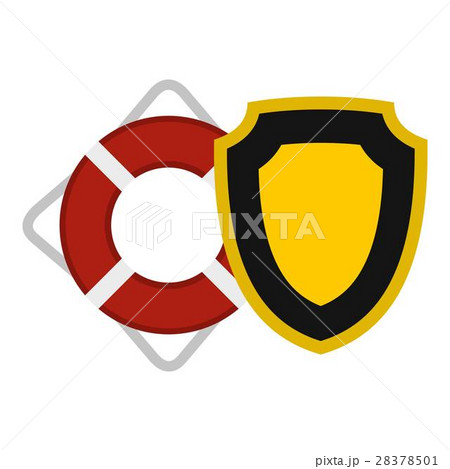 Lifebuoy and shield icon, flat style 28378501