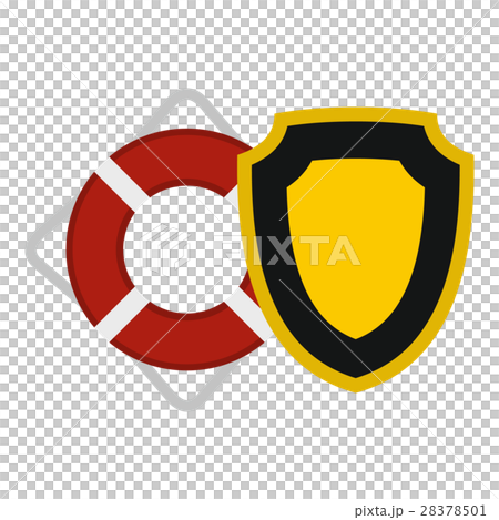 Lifebuoy and shield icon, flat style 28378501