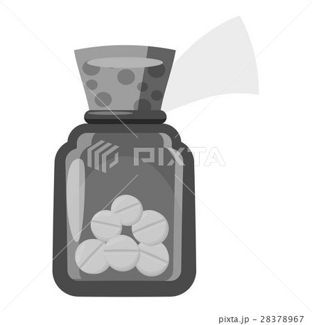 Glass bottle with tablets icon 28378967
