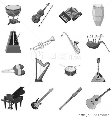 Musical instrument icons set gray monochrome style Musical instrument icons set gray monochrome style 28379067
