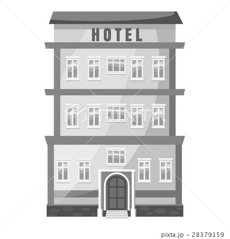 Hotel Building Icon Gray Monochrome Styleのイラスト素材