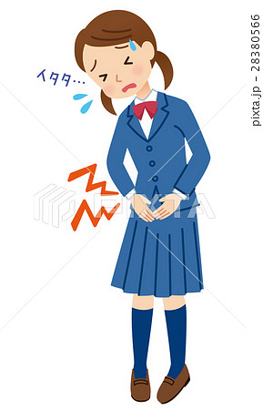 生理痛 腹痛 女の子 学生のイラスト素材