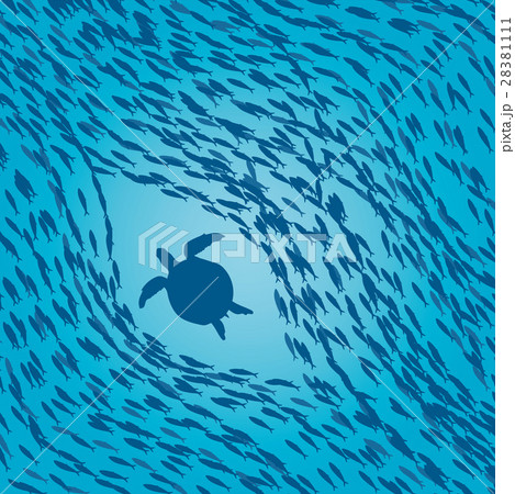 魚群のイラスト素材