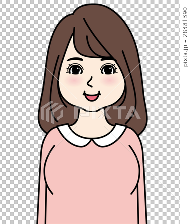 女性　笑顔　太め 28381390