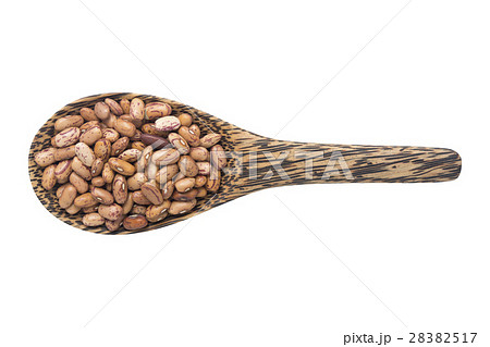 Indian kidney beans in spoon isolated top view Indian kidney beans in spoon isolated top view 28382517