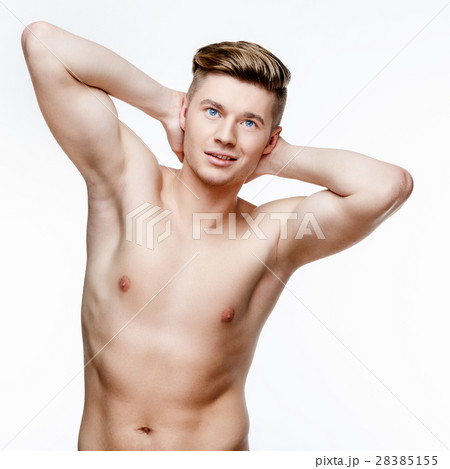 Young shirtless man isolated on white 28385155