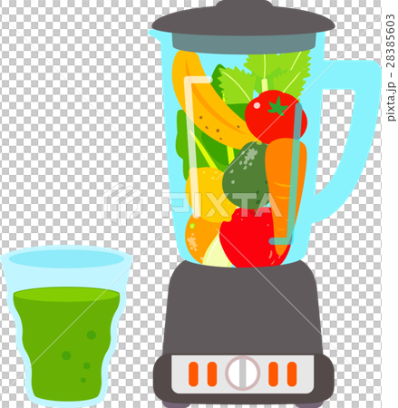 ミキサーに入れた野菜 果物のイメージのイラスト素材