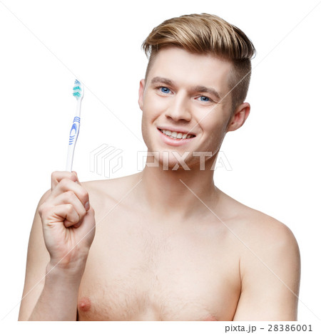 Young shirtless man isolated on white 28386001