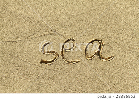 Natural sand background with scrawled word ''Sea'' 28386952