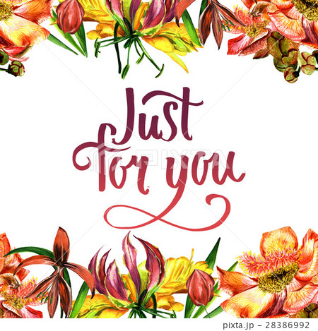 Tropical Hawaii leaves and flowers frame in a Tropical Hawaii leaves and flowers frame in a 28386992