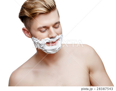 Young shirtless man isolated on white 28387543