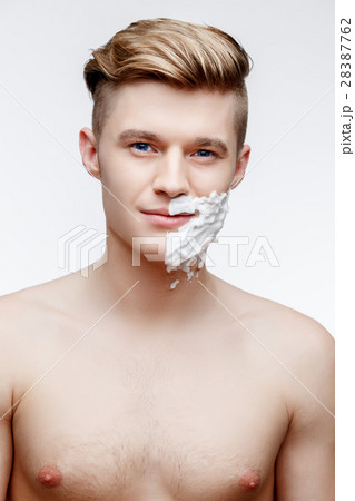 Young shirtless man isolated on white 28387762