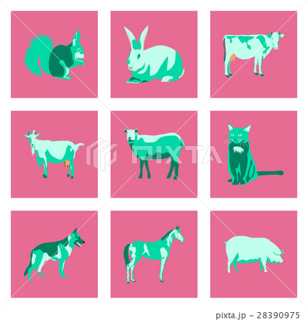 Set of vector illustration in flat style animals 28390975