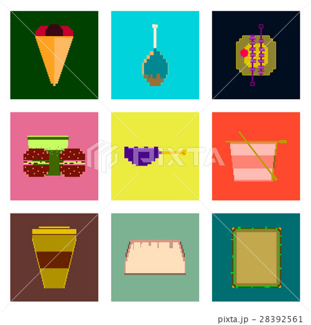 Set Pixel icons of fast food 28392561