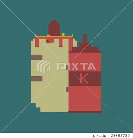 pixel icon in flat style French hot dog and pixel icon in flat style French hot dog and 28392789
