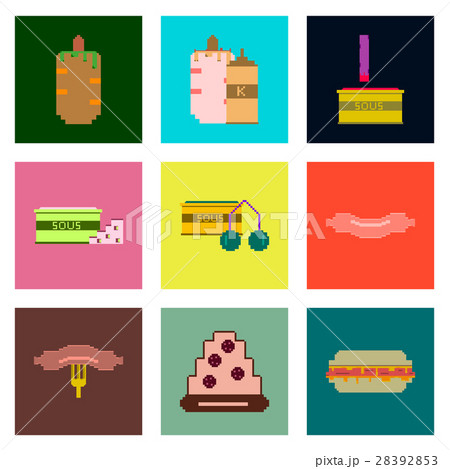 Set Pixel icons of fast food Set Pixel icons of fast food 28392853