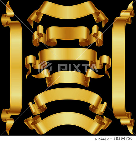 Vector set of Gold Banner Ribbon 28394756