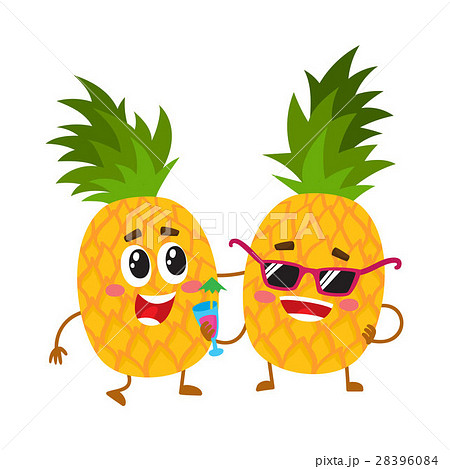 Two Cute And Funny Pineapple Characters Oneのイラスト素材