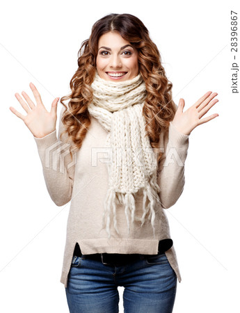 Beautiful young woman in knitted wool sweater Beautiful young woman in knitted wool sweater 28396867