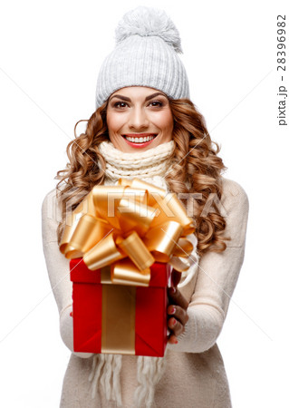 Beautiful young woman in knitted wool sweater 28396982