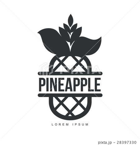 Black and white symmetric graphic pineapple logo Black and white symmetric graphic pineapple logo 28397330