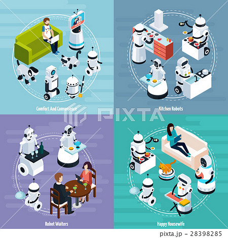 Home Robots 2x2 Isometric Design Concept 28398285