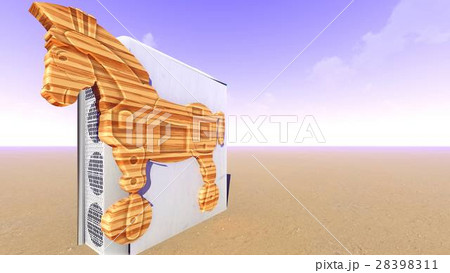 Trojan horse and computer 3d rendering Trojan horse and computer 3d rendering 28398311