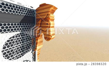 Trojan horse and computer 3d rendering Trojan horse and computer 3d rendering 28398320