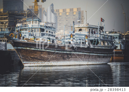 Loading a ship in Port Said in Dubai, UAE. Loading a ship in Port Said in Dubai, UAE. 28398413