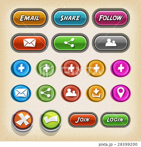 Icons And Buttons For Game Uiのイラスト素材 2990